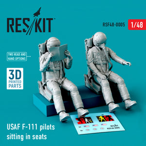 RESKIT RSF48-0005 USAF F-111 PILOTS SITTING IN SEATS (2 PCS) (3D PRINTED) 1/48