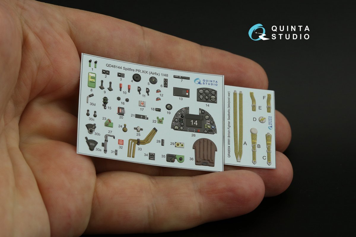 Quinta Studio QD48144 Spitfire PR.XIX 3D-Printed &amp;amp; coloured Interior on decal paper (Airfix) 1/48 – zdjęcie 2
