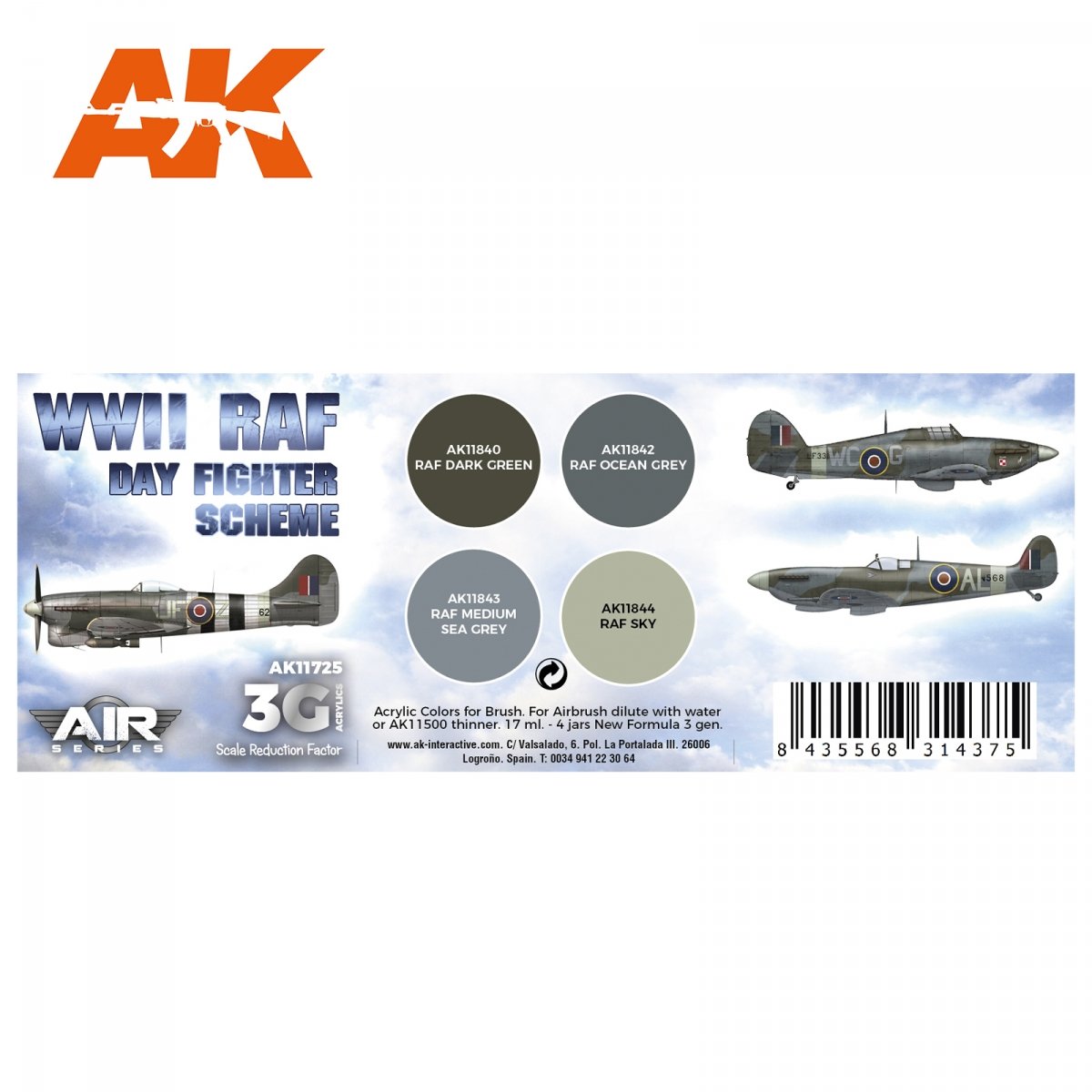 AK Interactive AK11725 WWII RAF DAY FIGHTER SCHEME 4x17 ml – Bild 2