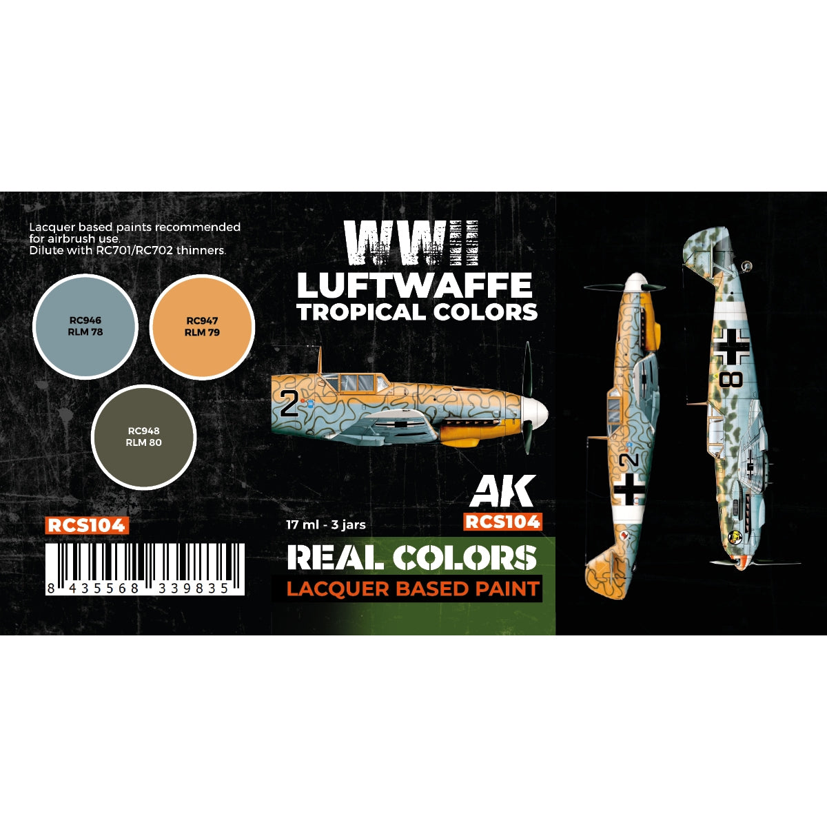 AK Interactive RCS104 WWII Luftwaffe Tropical Colors 3x17ml – zdjęcie 2