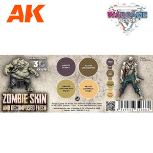 AK Interactive AK1076 WARGAME COLOR SET. ZOMBIE SKIN. 4x17 ml – immagine 2