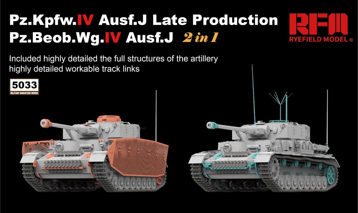 Rye Field Model 5033 Pz.Kpfw.IV Ausf.J Late Production/ Pz.Beob.Wg.IV Ausf.J 2 in 1 1/35 – immagine 2