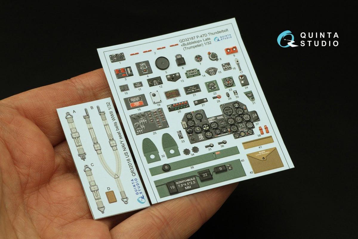 Quinta Studio QD32187 P-47D Thunderbolt Bubbletop (Late) 3D-Printed coloured Interior on decal paper (Trumpeter) 1/32 – immagine 3