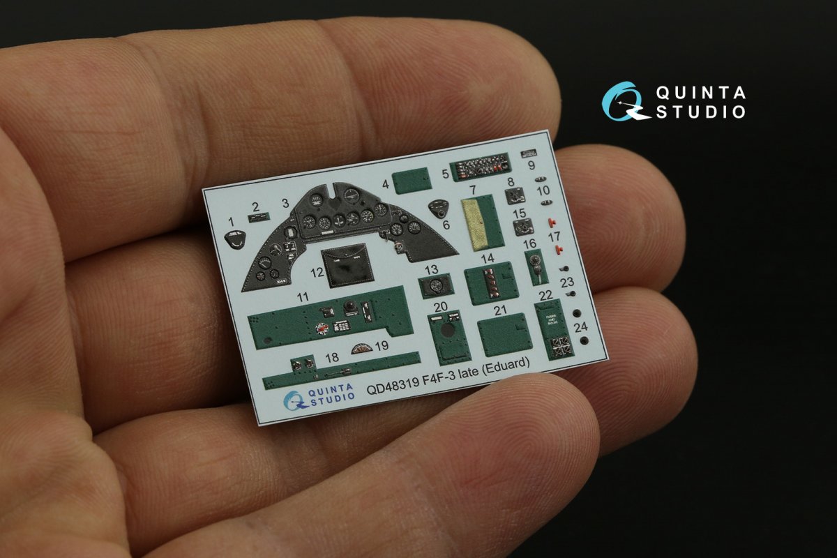 Quinta Studio QD48319 F4F-3 late 3D-Printed &amp;amp; coloured Interior on decal paper (Eduard) 1/48 – Bild 4