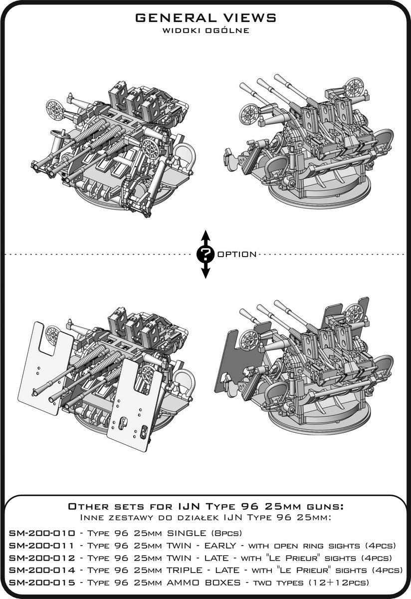 Master SM-200-013 IJN Type 96 25mm - POTRÓJNA podstawa - wczesna z celownikiem pierścieniowym (4 szt.) 1/200 – zdjęcie 6