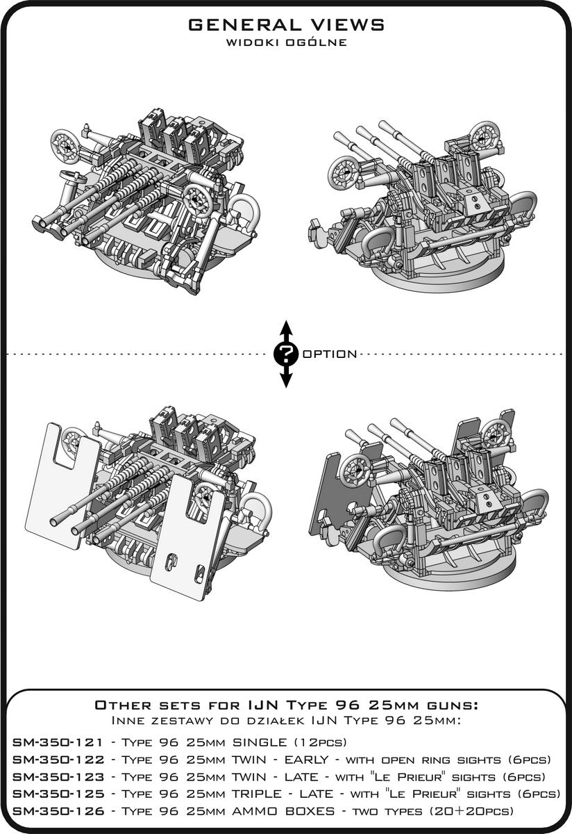 Master SM-350-124 IJN Type 96 25mm - POTRÓJNA podstawa - wczesna z celownikiem pierścieniowym (6 szt.) 1/350 – zdjęcie 6