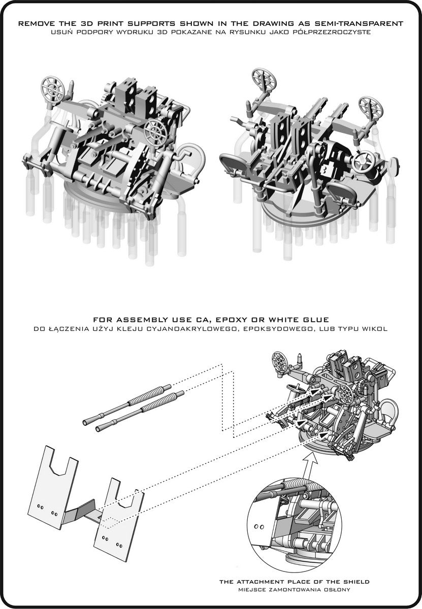 Master SM-200-011 IJN Type 96 25mm - PODWÓJNA podstawa - wczesna z celownikiem pierścieniowym (4 szt.) 1/200 – immagine 7