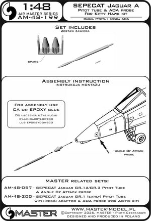 Master AM-48-199 SEPECAT Jaguar A -  Rurka Pitota z żywicznym mocowaniem oraz sonda AOA (do modelu Kitty Hawk) 1/48 – immagine 6