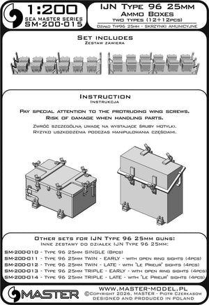 Master SM-200-015 IJN Type 96 25mm - Skrzynki amunicyjne - dwa typy (12+12 szt.) 1/200 – zdjęcie 7