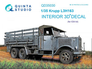 Quinta Studio QD35030 Krupp L3H163 3D-Printed &amp;amp; coloured Interior on decal paper (for ICM kit) 1/35