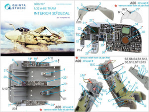 Quinta Studio QD32107 A-6E TRAM Intruder 3D-Printed &amp;amp; coloured Interior on decal paper (Trumpeter) 1/32 – immagine 9