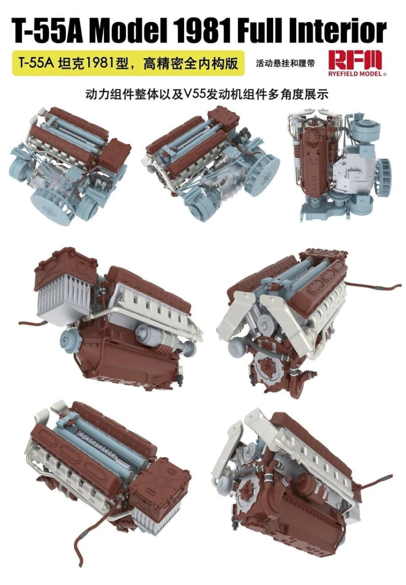 Rye Field Model 5155 T-55A Model 1981 w/ Full Interior Kit 1/35