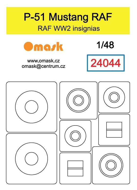 Omask 24044 Insignes P-51 Mustang RAF 1/48