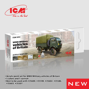 ICM 3052 Acrylic paints set for WWII Military vehicles of Britain 12 ml х 6