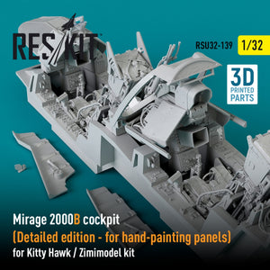 RESKIT RSU32-0139 COCKPIT MIRAGE 2000B (ÉDITION DÉTAILLÉE) POUR MAQUETTE KITTY HAWK / ZIMIMODEL (IMPRIMÉE EN 3D) 1/32