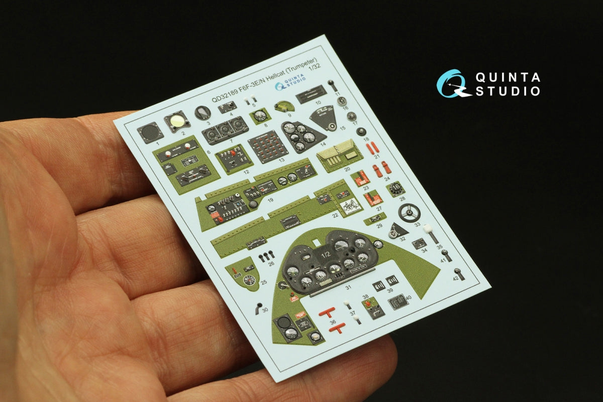 Quinta Studio QD32189 F6F-3E/N Hellcat 3D-Printed coloured Interior on decal paper (Trumpeter) 1/32 – Bild 4