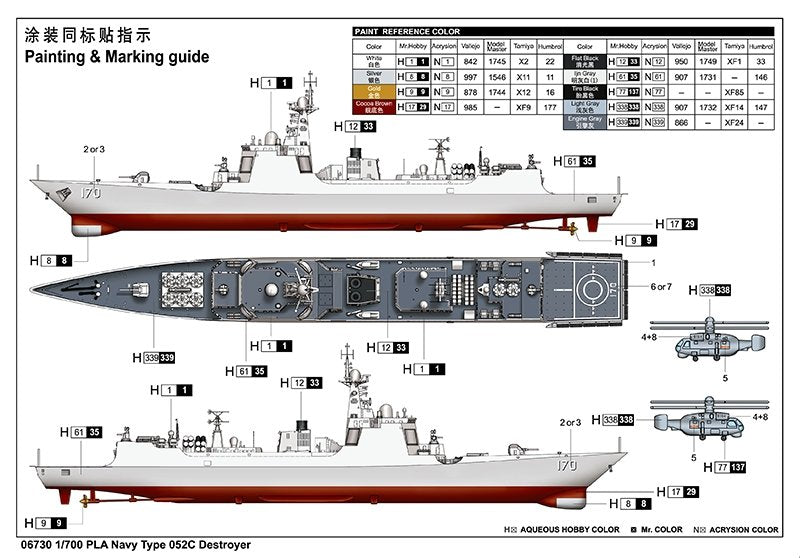 Trumpeter 06730 PLA Navy Type 052C Destroyer 1/700 – Bild 3