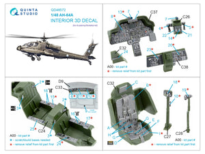 Quinta Studio QD48572 AH-64A 3D-Printed &amp;amp; coloured Interior on decal paper (Academy/Modelist) 1/48 – Bild 12