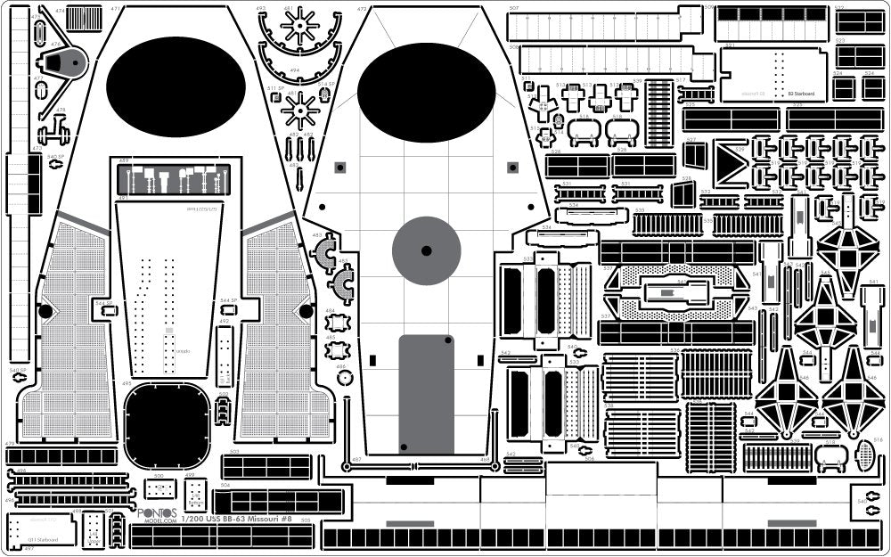 Pontos 22002F1 USS BB-63 Missouri 1945 Detail Up Set (Without wooden deck) 1/200 – image 13
