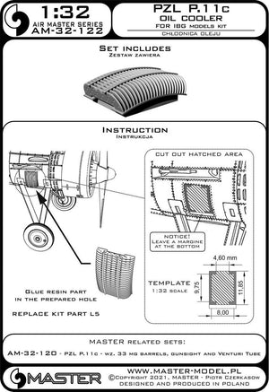 Master AM-32-122 PZL P.11c - refroidisseur d&amp;#39;huile (kit Arma Hobby) 1/32 – image 11
