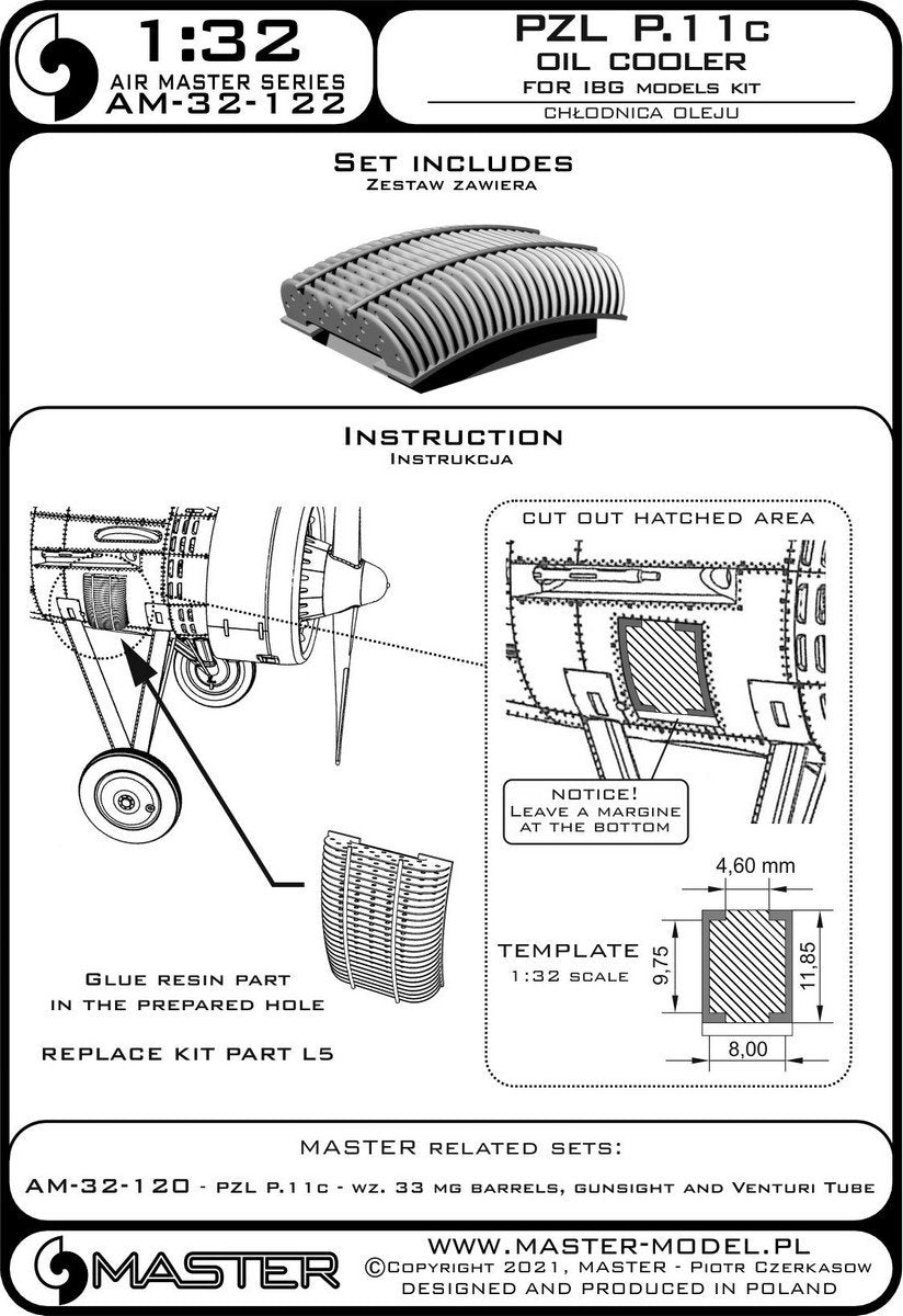 Master AM-32-122 PZL P.11c - refroidisseur d&amp;#39;huile (kit Arma Hobby) 1/32 – image 11