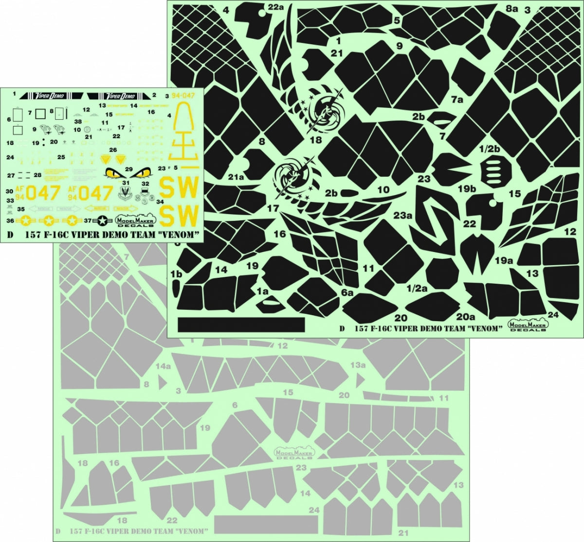ModelMaker Decals D48157 F-16C Viper Demo Team &amp;quot;Venom” 1/48 – Bild 2