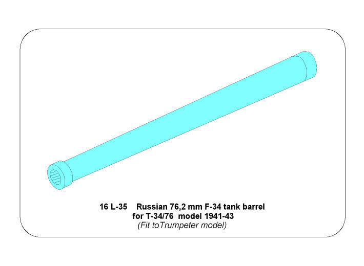 Aber 16 L-35 Russian 76,2 mm F-34 Tank Barrel for T-34/76 Bodel 1941-43 1/16 – immagine 7