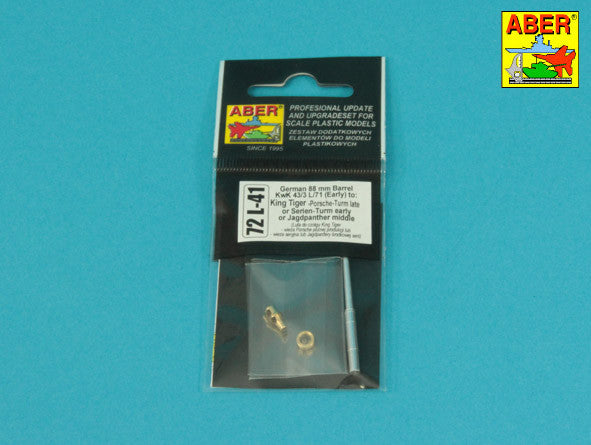 Aber 72 L-41 German 88 mm Barrel KwK 43/3 L/71 (Early) for King Tiger Porsche-Turm Late or Serien Turm Early or Jagdpanther Mid 1/72