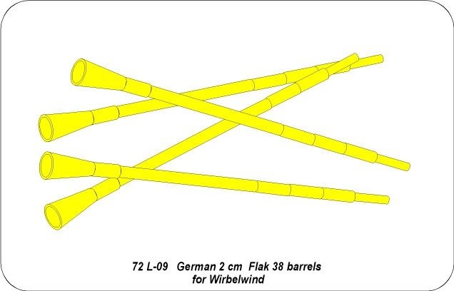Aber 72L-09 Flak barrel 38 x 4 for Wirbelwind / German 2cm Flak 38 barrels for Wirbelwind 1/72 – image 3