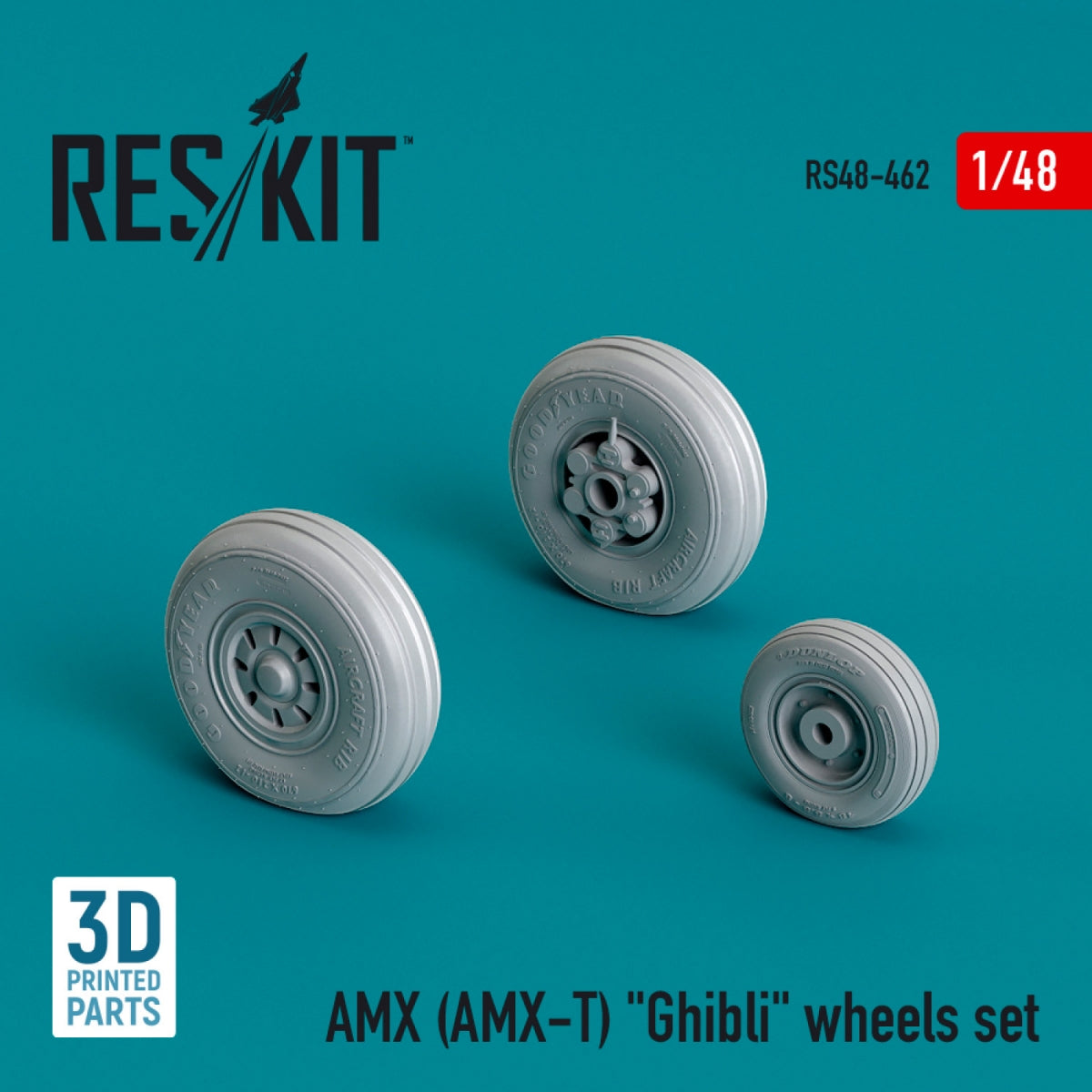 RESKIT RS48-0462 AMX (AMX-T) &amp;quot;Ghibli&amp;quot; wheels set (3D Printed) 1/48