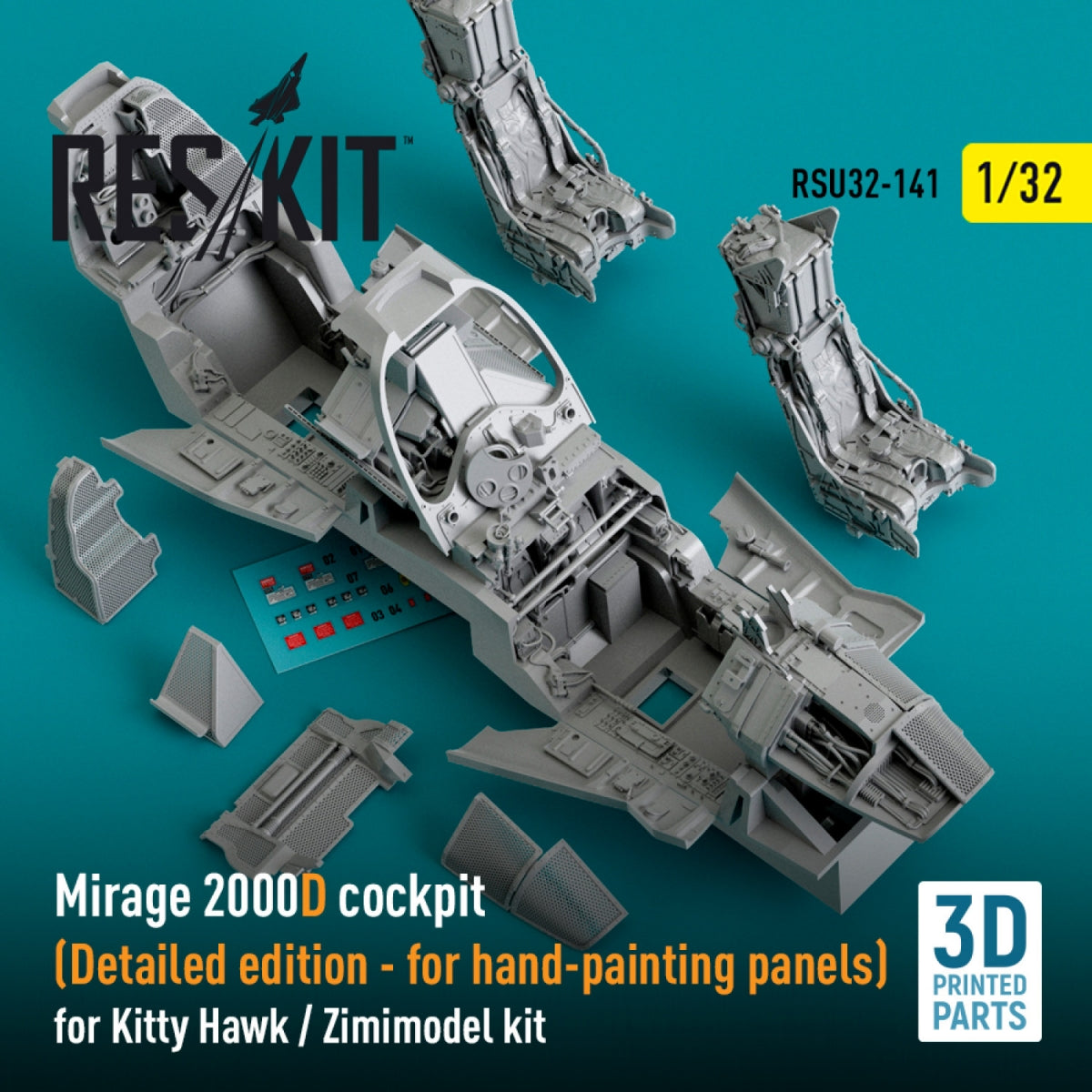 RESKIT RSU32-0141 Mirage 2000D cockpit (Detailed edition) for Kitty Hawk / Zimimodel kit (3D Printed) 1/32 – image 2
