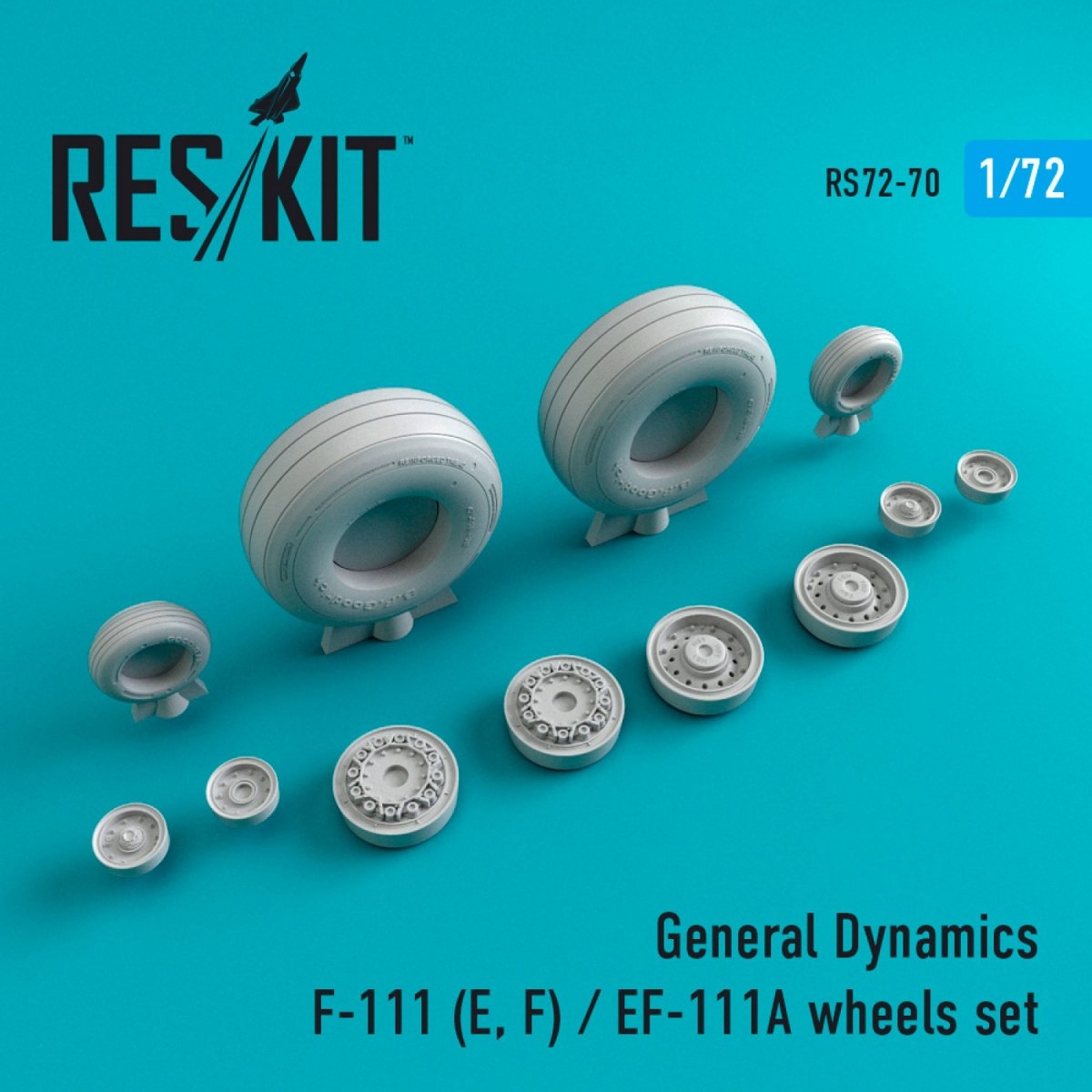 RESKIT RS72-0070 F-111 (E,F)/EF-111A WHEELS SET (WEIGHTED) 1/72