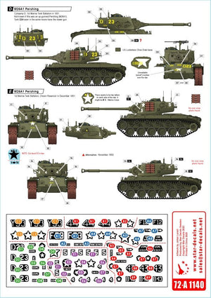 Star Decals 72-A1140 Korean War 1950-53 # 1. USMC Tanks. Sherman and Pershing. 1/72 – immagine 2