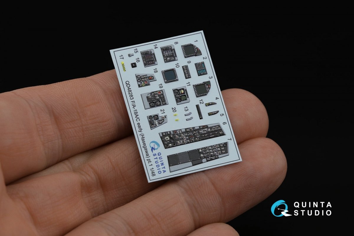 Quinta Studio QD48283 F/A-18A / C early 3D-Printed &amp;amp; coloured Interior on decal paper (Hasegawa) 1/48 – zdjęcie 6