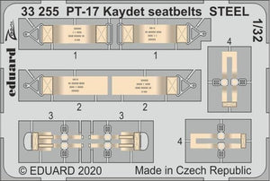 Ceintures de sécurité Eduard 33255 PT-17 Kaydet en acier pour RODEN 1/32