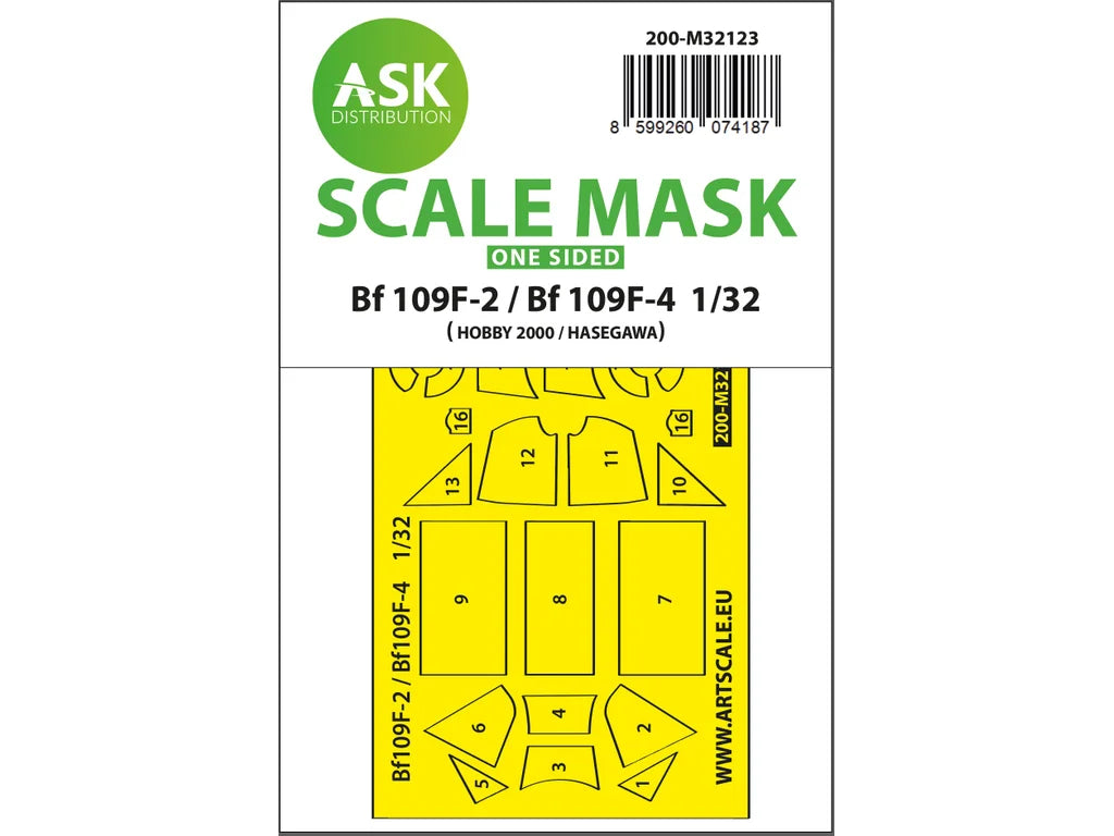 Art Scale Kit M32124 Bf 109F-2 / Bf 109F-4 Double-Sided Express Fit Mask for Hasegawa / Hobby 2000 1/32