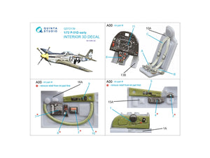 Quinta Studio QD72139 P-51D early 3D-Printed coloured Interior on decal paper (Airfix) 1/72 – Bild 2
