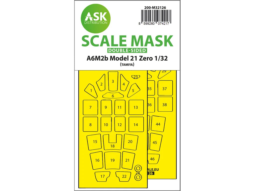 Art Scale Kit M32126 A6M2b Model 21 Zero Double-Sided Express Fit Mask for Tamiya 1/32
