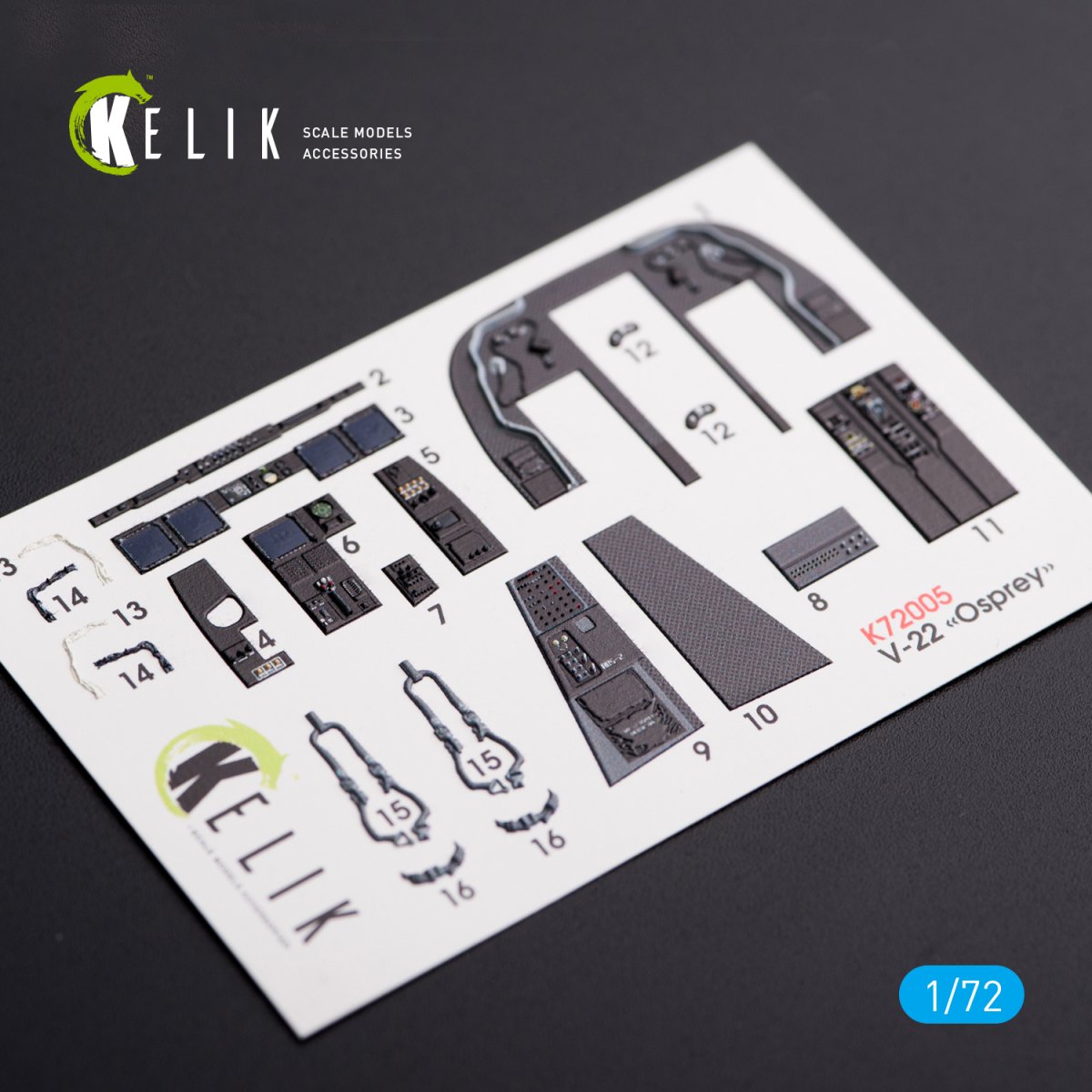 KELIK K72005 V-22 "OSPREY" INTERIOR 3D DECALS FOR HASEGAWA KIT 1/72