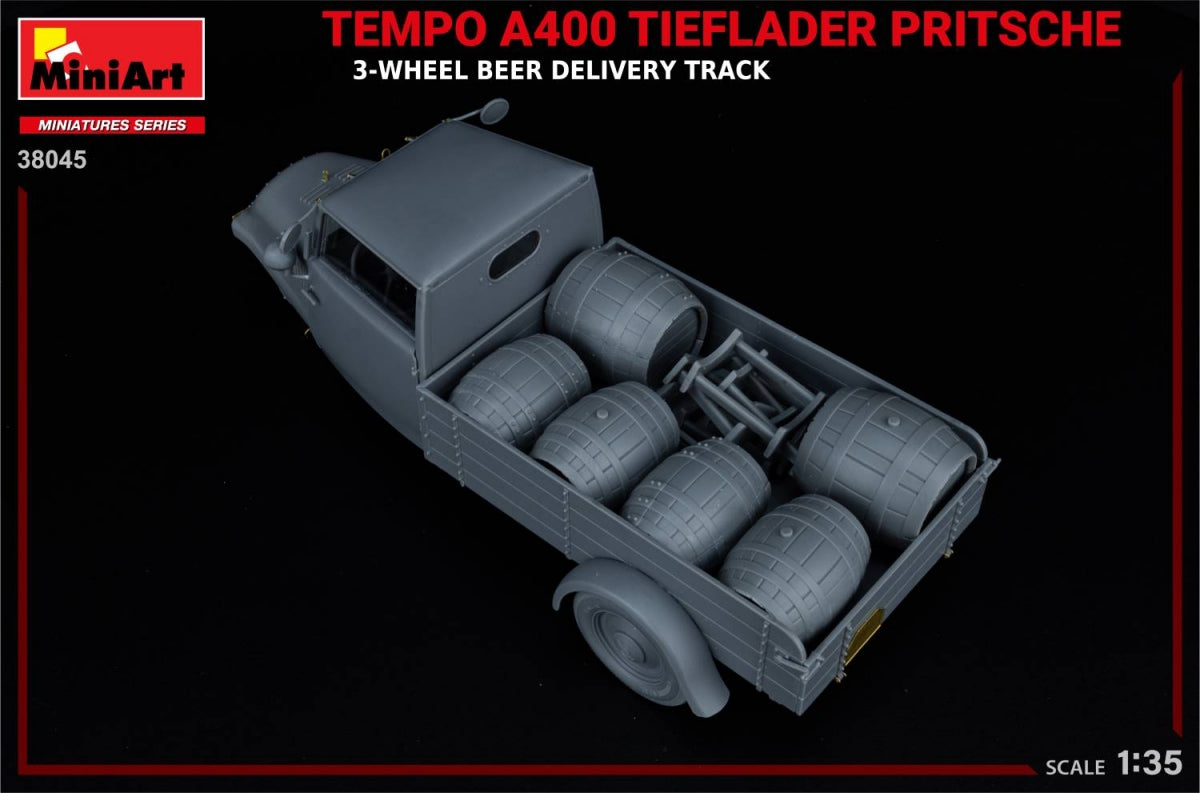 MiniArt 38045 TEMPO A400 TIEFLADER PRITSCHE 3-WHEEL BEER DELIVERY TRUCK 1/35 – immagine 17