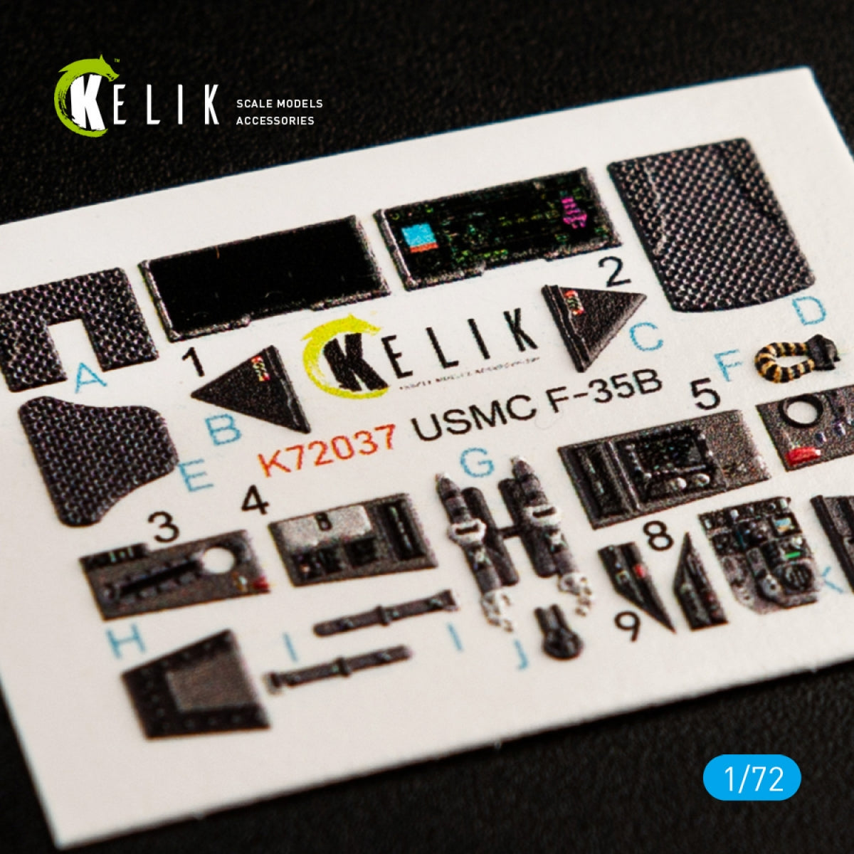 KELIK K72037 F-35B INTERIOR 3D DECALS FOR ACADEMY KIT 1/72 – Bild 2