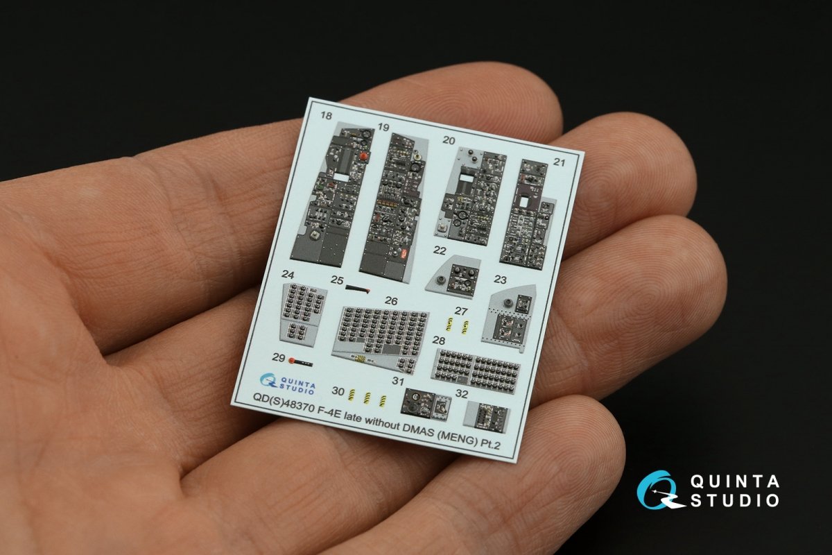 Quinta Studio QD48370 F-4E late without DMAS 3D-Printed &amp;amp; coloured Interior on decal paper (Meng) 1/48 – imagen 4