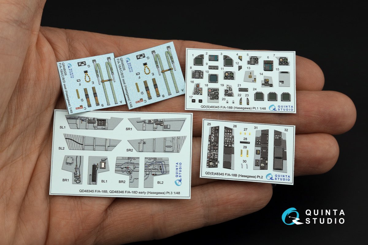Quinta Studio QD48345 F/A-18B 3D-Printed &amp;amp; coloured Interior on decal paper (Hasegawa) 1/48 – immagine 2