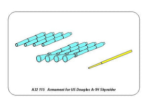 Aber A32115 Zestaw uzbrojenia do amerykańskiego samolotu Douglas A-1H Skyraider 1/32 – immagine 2