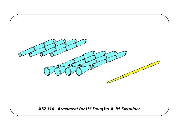 Aber A32115 Zestaw uzbrojenia do amerykańskiego samolotu Douglas A-1H Skyraider 1/32 – immagine 2