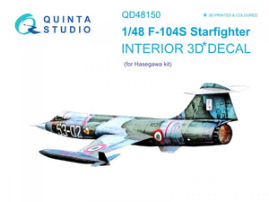 Quinta Studio QD48150 F-104S 3D-Printed &amp;amp; coloured Interior on decal paper (Hasegawa) 1/48