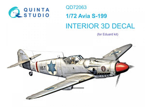 Intérieur imprimé en 3D et coloré sur papier décalcomanie Quinta Studio QD72063 Avia S-199 (Eduard) 1/72