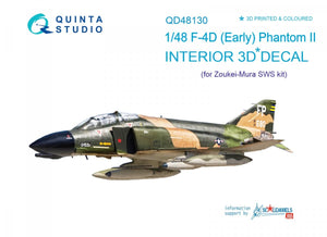 Quinta Studio QD48130 F-4D early 3D-Printed &amp;amp; coloured Interior on decal paper (for ZM SWS kit) 1/48