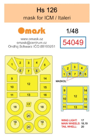 Omask 54049 Hs 126 mask (for ICM / Italeri) 1/48 – immagine 2