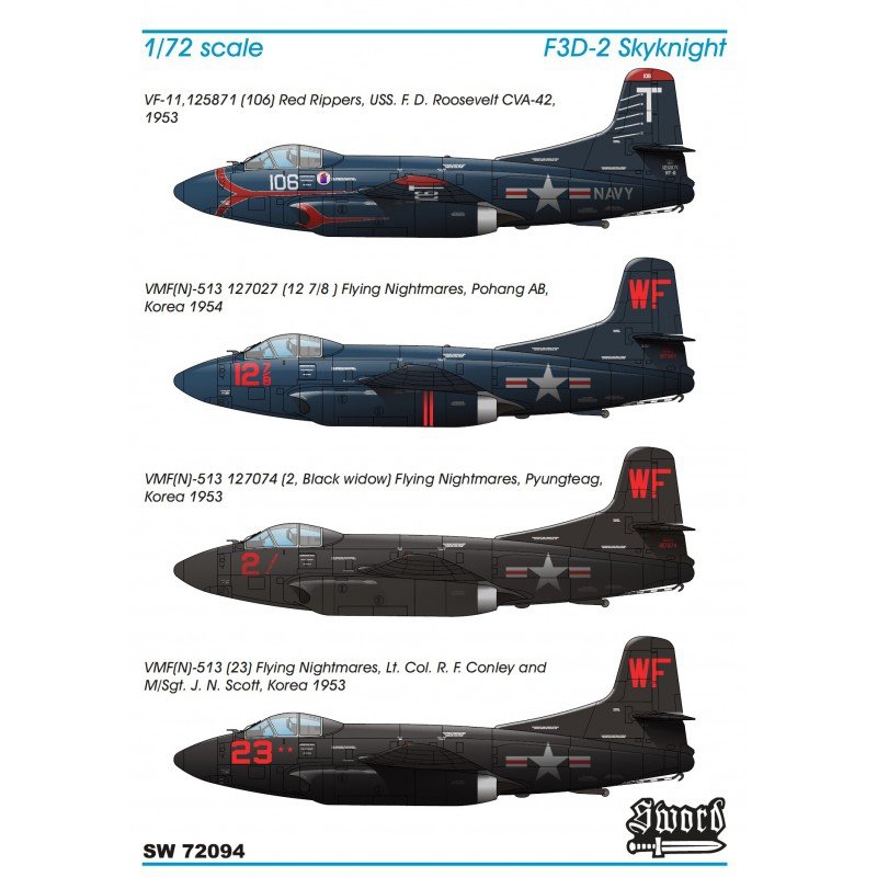 Sword 72094 F3D-2 Skyknight VF-11/VMF(N)513 1/72 – immagine 2